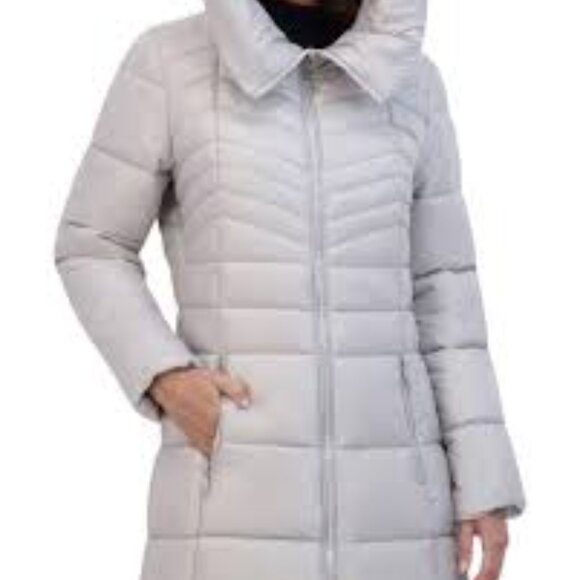 Kenneth Cole New York Soft Cire Funnel Neck Puffer Coat Silver-NWT- SZ M,L,XL - Picture 3 of 6